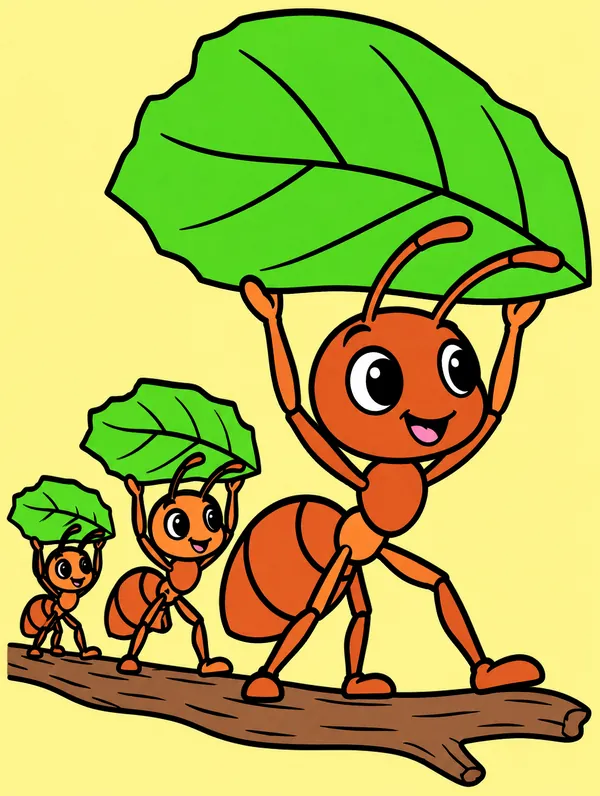 Colored drawing of a leafcutter ant