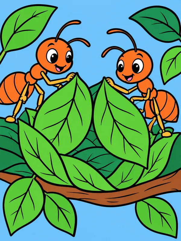 Colored drawing of weaver ants