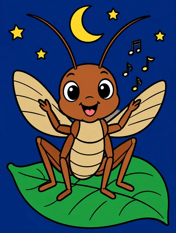 Colored drawing of a cricket