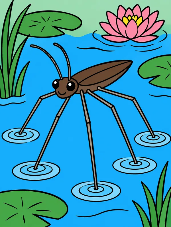 Colored drawing of a water strider