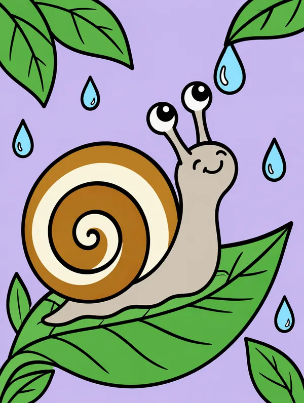 Colored drawing of a snail