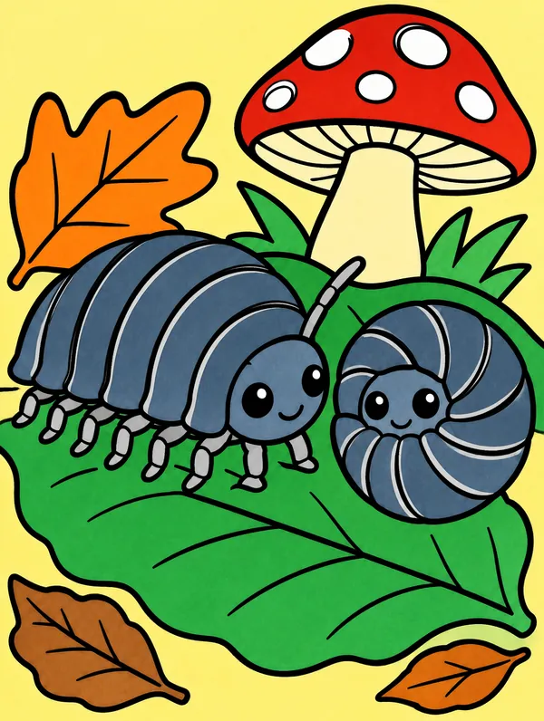 Colored drawing of pill bugs