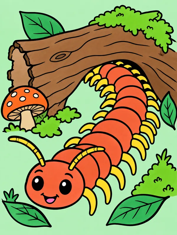 Colored drawing of a centipede