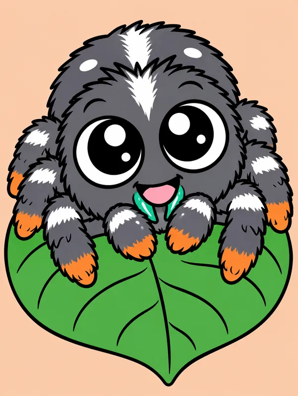 Colored drawing of a jumping spider
