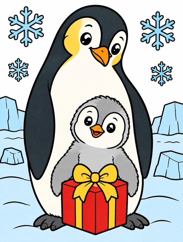 Colored drawing of an emperor penguin