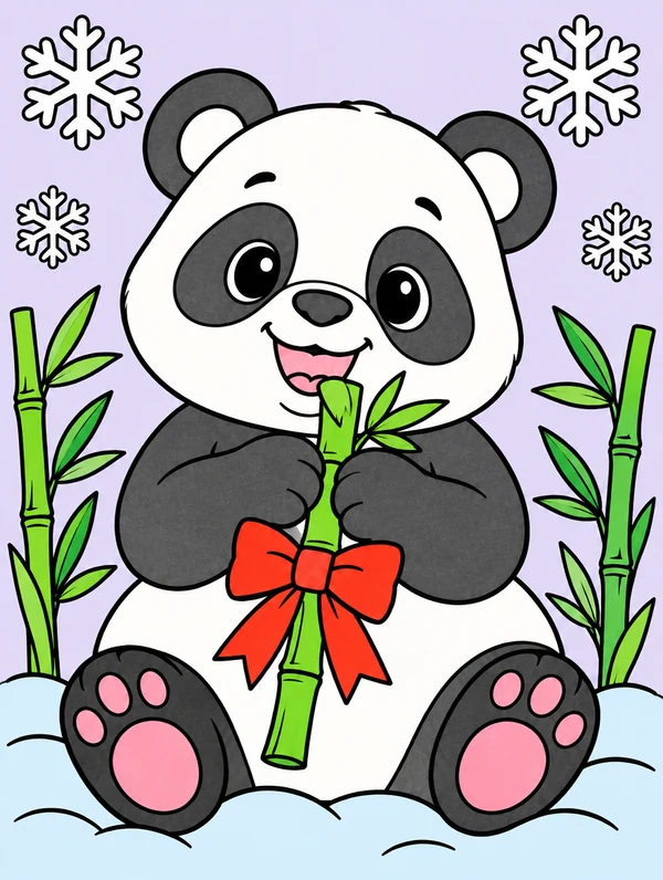 Colored drawing of a giant panda