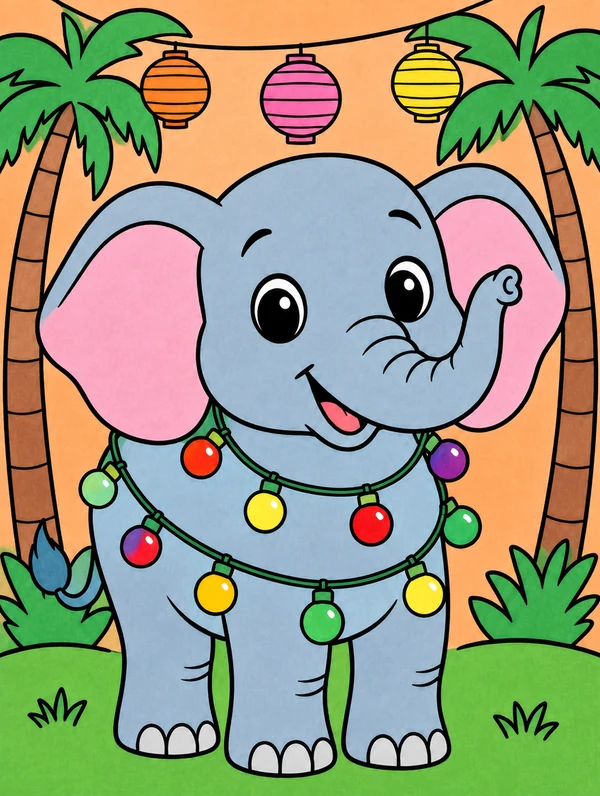 Colored drawing of an elephant
