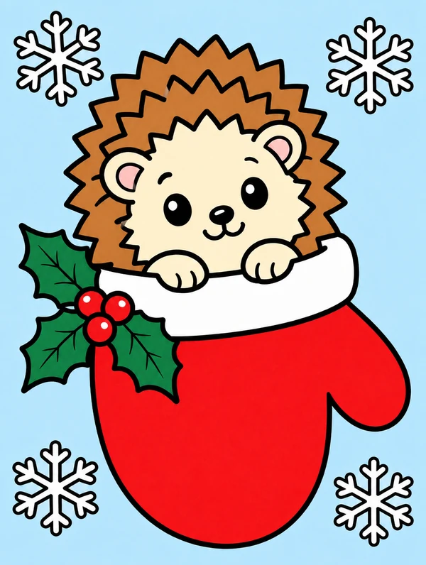 Colored drawing of a hedgehog
