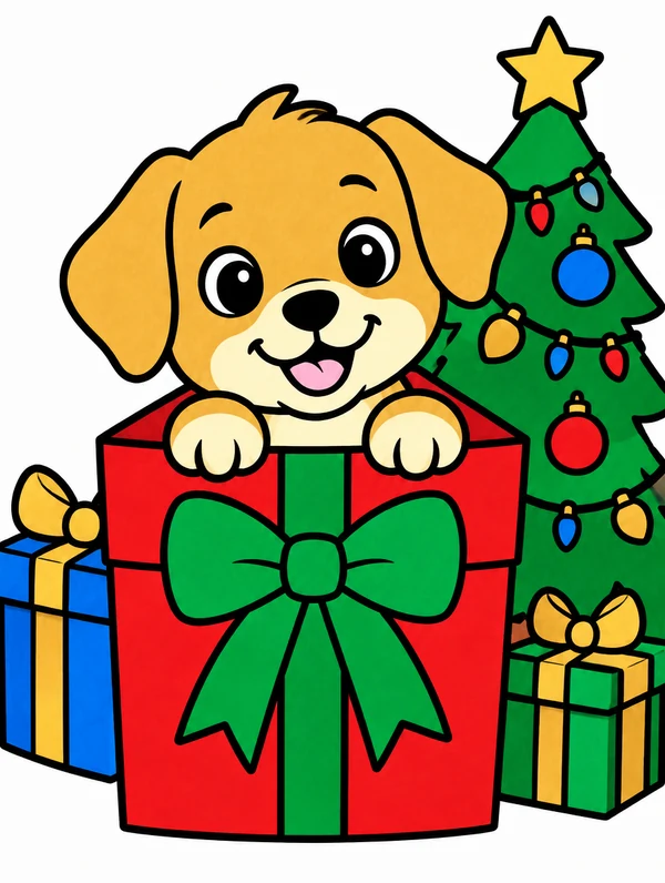 Colored drawing of a puppy