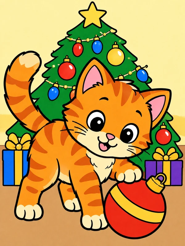 Colored drawing of a kitten
