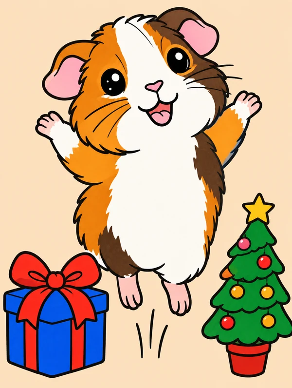 Colored drawing of a guinea pig