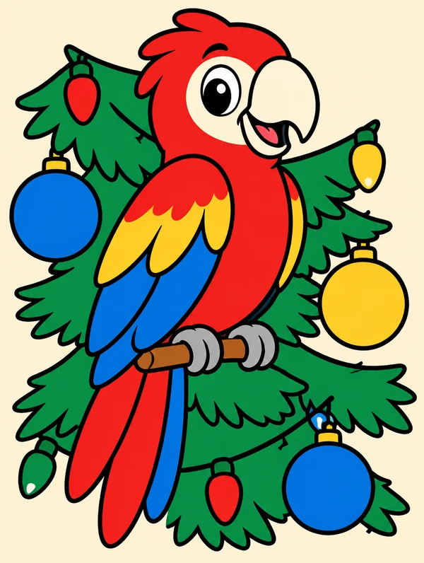 Colored drawing of a parrot