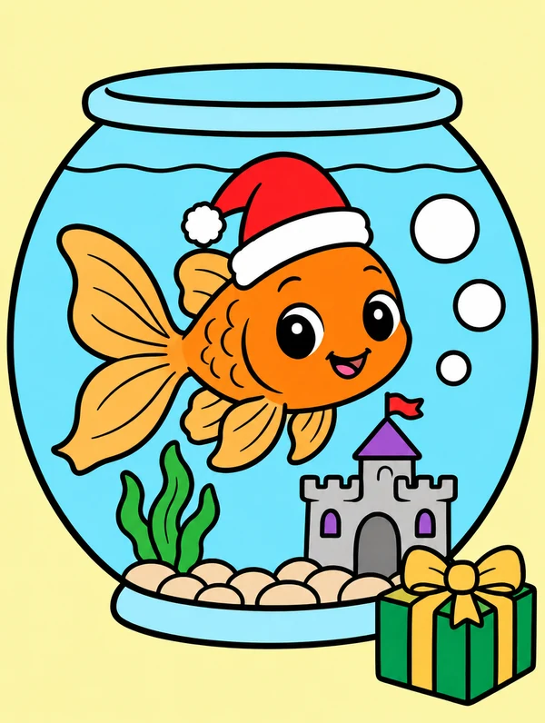 Colored drawing of a goldfish