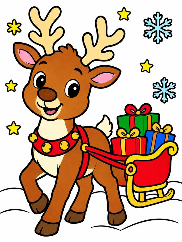 Colored drawing of a reindeer