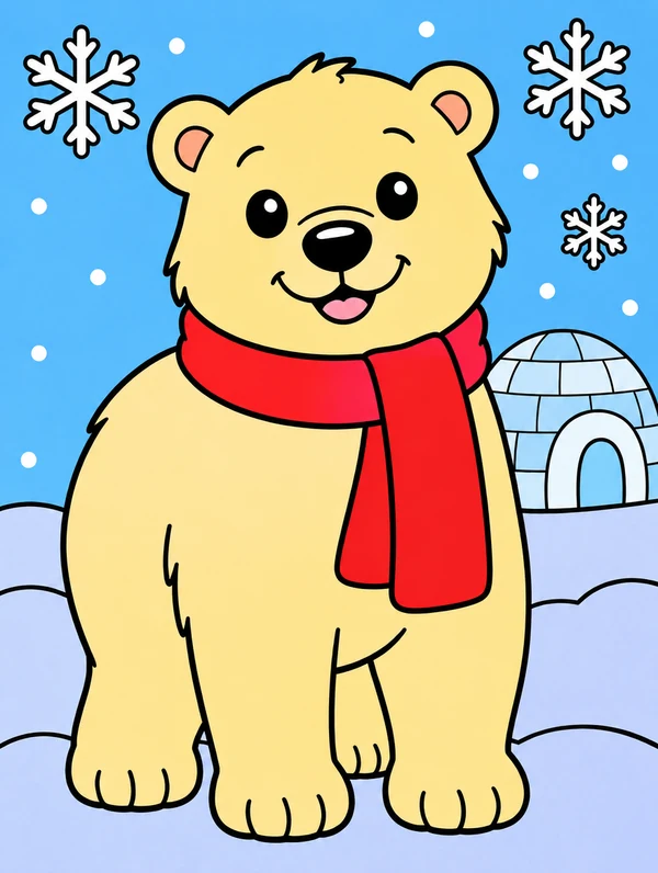 Colored drawing of a polar bear