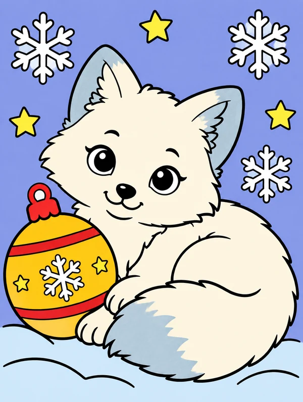 Colored drawing of an arctic fox