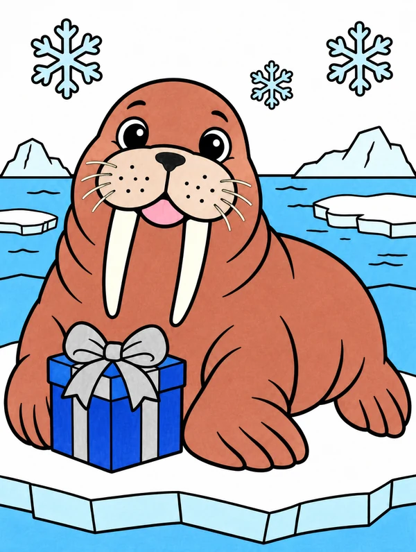 Colored drawing of a walrus