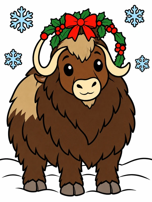 Colored drawing of a musk ox