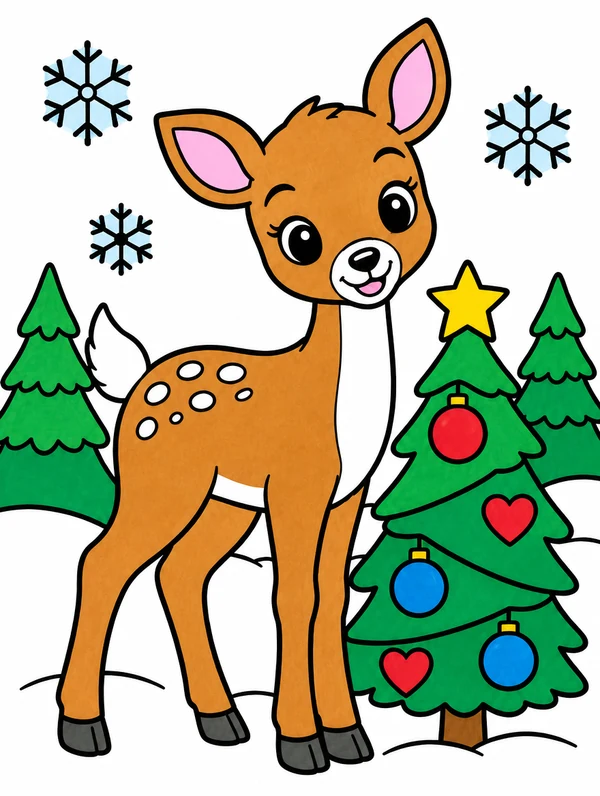 Colored drawing of a white-tailed deer