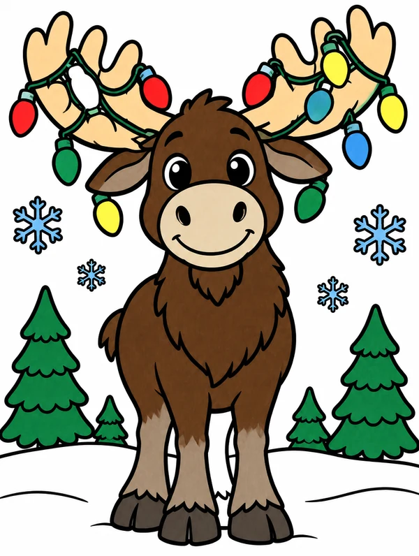 Colored drawing of a moose