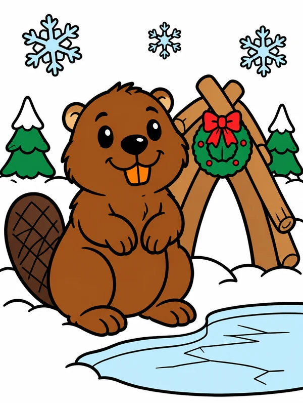 Colored drawing of a beaver