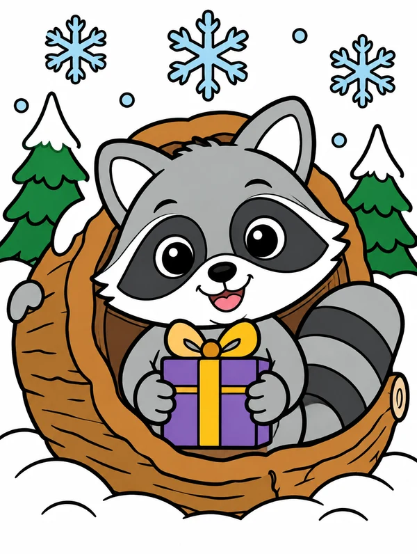 Colored drawing of a raccoon