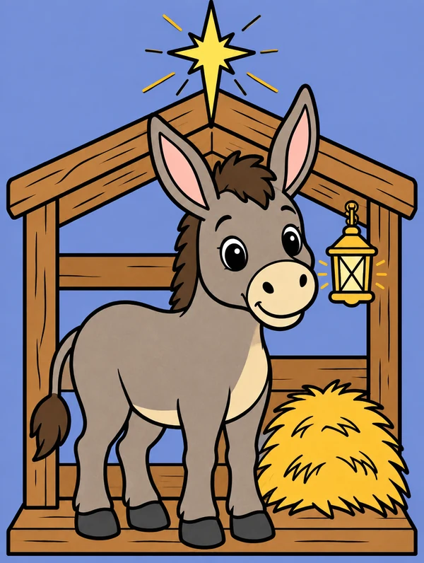Colored drawing of a donkey