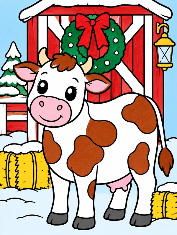 Colored drawing of a cow