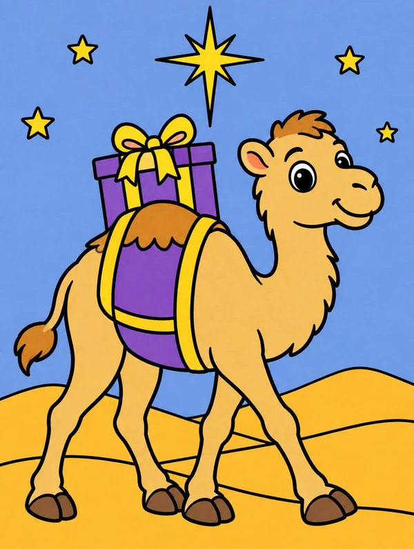 Colored drawing of a camel