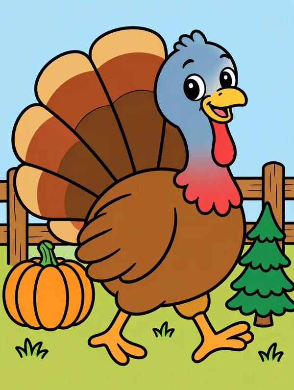 Colored drawing of a turkey