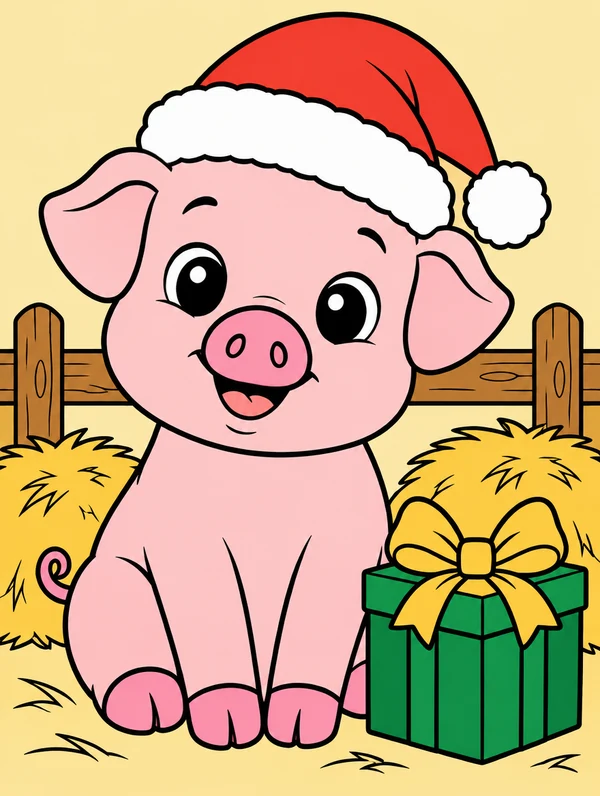 Colored drawing of a pig