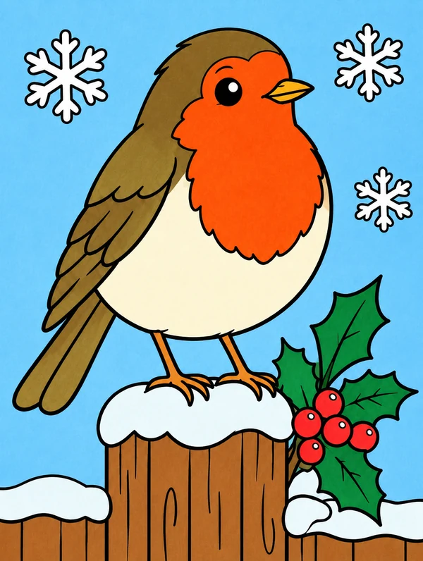 Colored drawing of an european robin