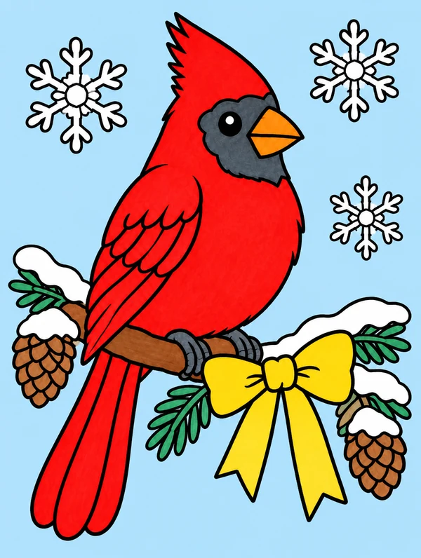 Colored drawing of a northern cardinal