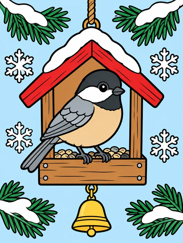 Colored drawing of a chickadee