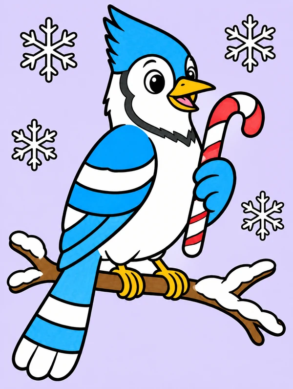 Colored drawing of a blue jay