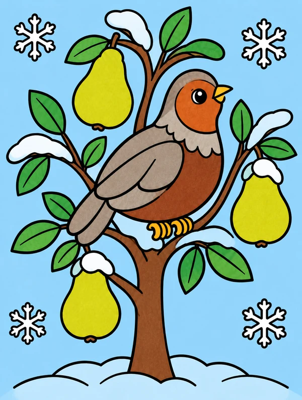 Colored drawing of a partridge