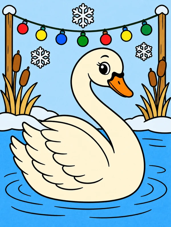 Colored drawing of a swan