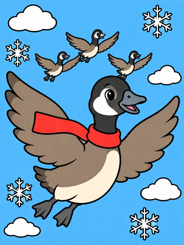 Colored drawing of a goose