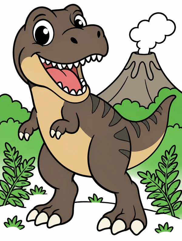 Colored drawing of a tyrannosaurus rex