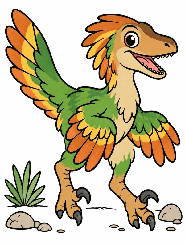 Colored drawing of a velociraptor