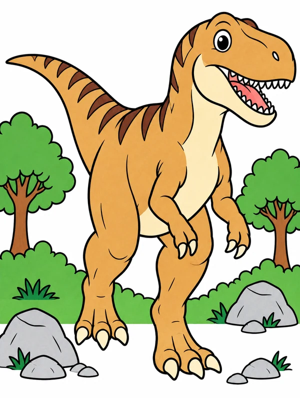 Colored drawing of a giganotosaurus