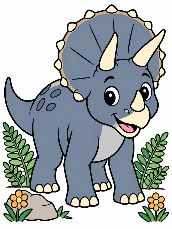Colored drawing of a triceratops
