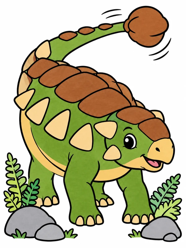 Colored drawing of an ankylosaurus