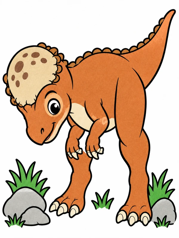 Colored drawing of a pachycephalosaurus