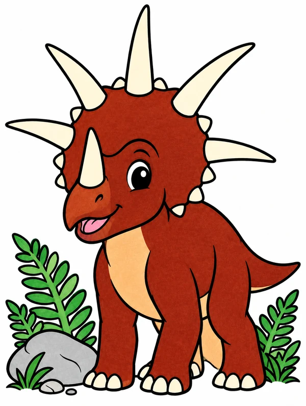 Colored drawing of a styracosaurus