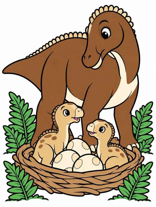 Colored drawing of a maiasaura