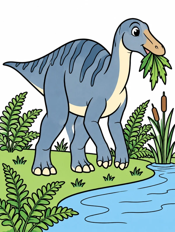 Colored drawing of an edmontosaurus
