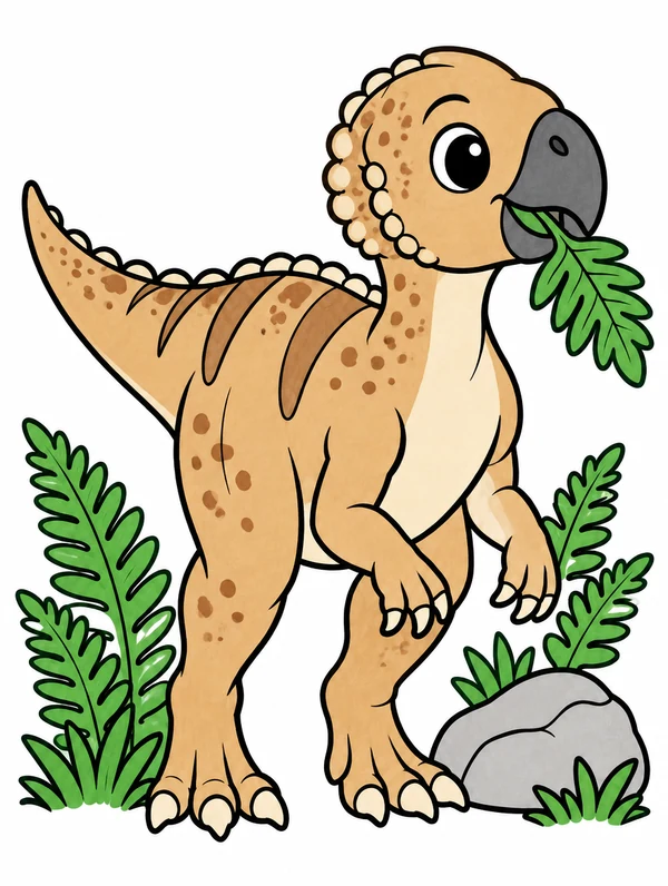 Colored drawing of a psittacosaurus