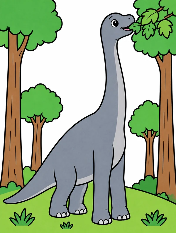 Colored drawing of a brachiosaurus
