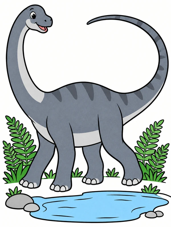 Colored drawing of a diplodocus